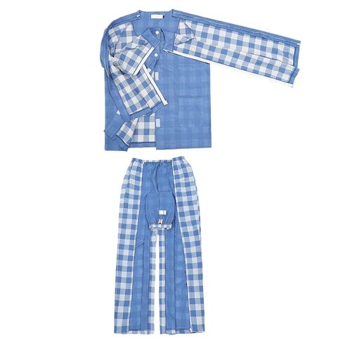 Bedridden Patient Clothing Long Sleeves Patient Pajamas Tear Away Nursing Clothes Hospital Gown Two-Way Zipper(Blue,XL) in Saudi Arabia