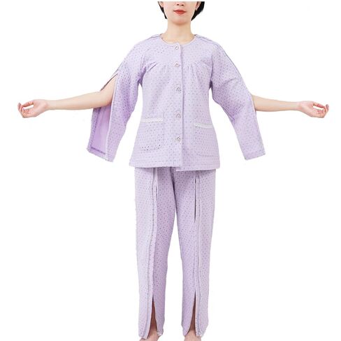 Bedridden Patient Clothing for Men Women, Disability Clothing with Zippers, Tear Away Patient Clothes(Purple,XL) in Saudi Arabia