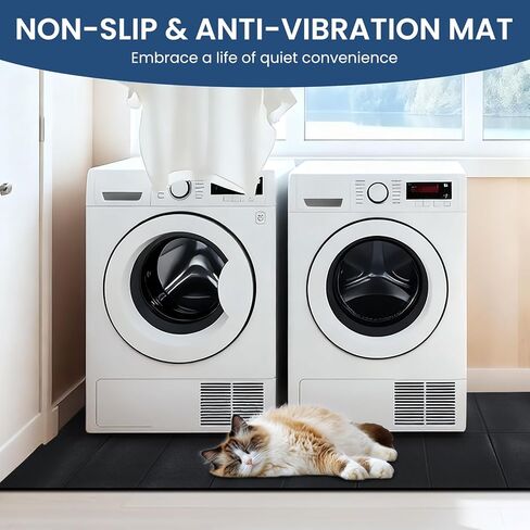 Under Washing Machine Mat , 7mm Thick Rubber Washer Dryer Mat , 62.9x29.5 inches Anti Vibration Mat , Sound Absorbing Non-Slip Floor Protection Cut-to-Fit in Saudi Arabia