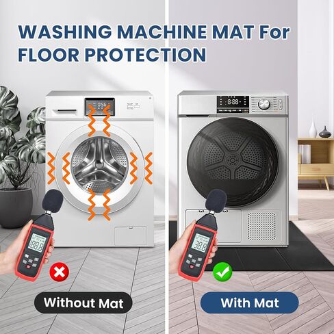 Under Washing Machine Mat , 7mm Thick Rubber Washer Dryer Mat , 62.9x29.5 inches Anti Vibration Mat , Sound Absorbing Non-Slip Floor Protection Cut-to-Fit in Saudi Arabia