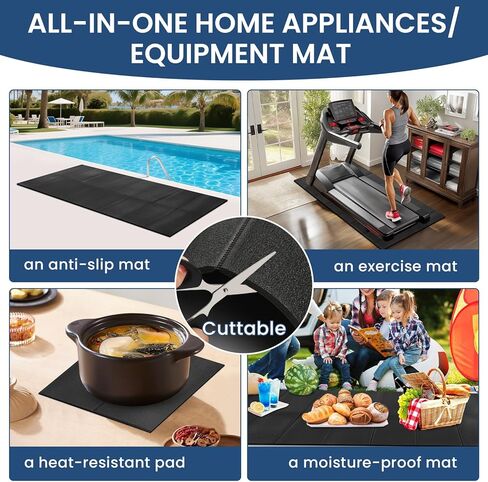 Under Washing Machine Mat , 7mm Thick Rubber Washer Dryer Mat , 62.9x29.5 inches Anti Vibration Mat , Sound Absorbing Non-Slip Floor Protection Cut-to-Fit in Saudi Arabia