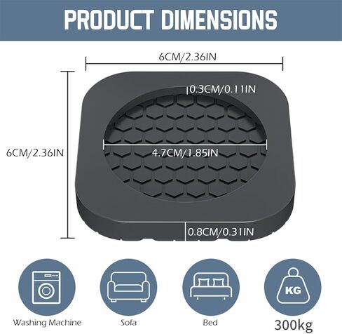 Shock Absorbing Mat-Square, Anti Vibration Pads for Washing Machine, Anti Vibration Pads Prevent Washer & Dryer Moving Shaking Walking, Floor Protector 4 Pack in Kuwait