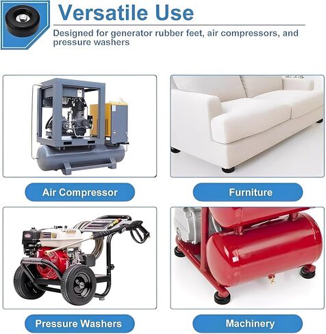 Heavy-Duty Anti-Vibration Rubber Feet for Pressure Washers, Compressors, Trailers, and Generators Rubber Mounting Feet 1 x 2.5 Inches 4-Piece Set with Screw Kit in Kuwait