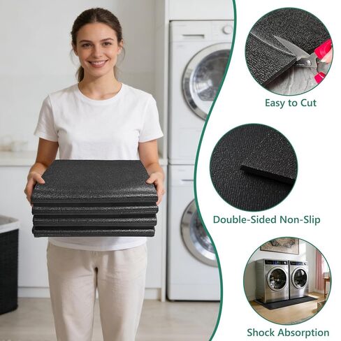 STARTWO Washer Dryer Anti-Vibration Mat Large Foldable Waterproof Non-Slip Shockproof Rubber Mat 63.0"L x 29.5"W for Washing Machine Dryer & Floor Protection in Kuwait