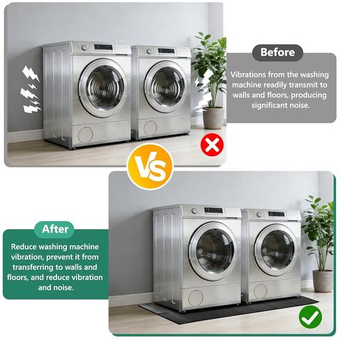 STARTWO Washer Dryer Anti-Vibration Mat Large Foldable Waterproof Non-Slip Shockproof Rubber Mat 63.0"L x 29.5"W for Washing Machine Dryer & Floor Protection in Kuwait