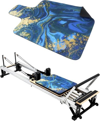 بساط إصلاح بيلاتيس غير قابل للانزلاق، بساط منشفة بيلاتيس بسطح من الصوف الناعم، بساط بيلاتيس مع معدات متعددة، خفيف الوزن وقابل للطي، فتل وسريع الجفاف لليوجا واللياقة البدنية (طلاء زيتي أزرق) in Kuwait