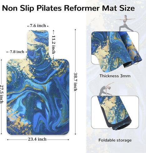 بساط إصلاح بيلاتيس غير قابل للانزلاق، بساط منشفة بيلاتيس بسطح من الصوف الناعم، بساط بيلاتيس مع معدات متعددة، خفيف الوزن وقابل للطي، فتل وسريع الجفاف لليوجا واللياقة البدنية (طلاء زيتي أزرق) in Kuwait
