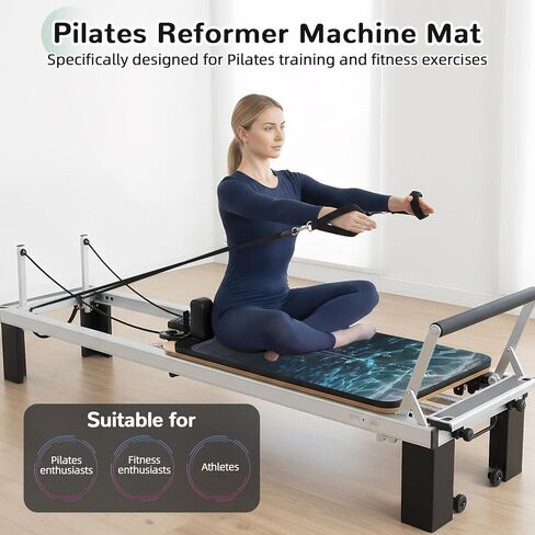 بساط إصلاح بيلاتيس غير قابل للانزلاق، بساط منشفة بيلاتيس بسطح من الصوف الناعم، بساط بيلاتيس مع معدات متعددة، خفيف الوزن وقابل للطي، فتل وسريع الجفاف لليوجا واللياقة البدنية (طلاء زيتي أزرق) in Kuwait