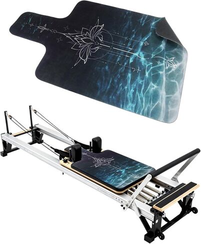 بساط بيلاتيس مصلح غير قابل للانزلاق، بساط منشفة بيلاتيس بسطح من الصوف الناعم، بساط بيلاتيس مع معدات متعددة، خفيف الوزن وقابل للطي، فتل وسريع الجفاف لليوجا واللياقة البدنية (أخضر لوتس داكن) in Kuwait