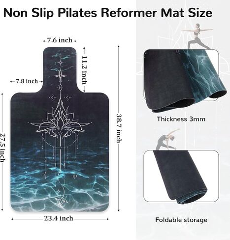 بساط بيلاتيس مصلح غير قابل للانزلاق، بساط منشفة بيلاتيس بسطح من الصوف الناعم، بساط بيلاتيس مع معدات متعددة، خفيف الوزن وقابل للطي، فتل وسريع الجفاف لليوجا واللياقة البدنية (أخضر لوتس داكن) in Kuwait