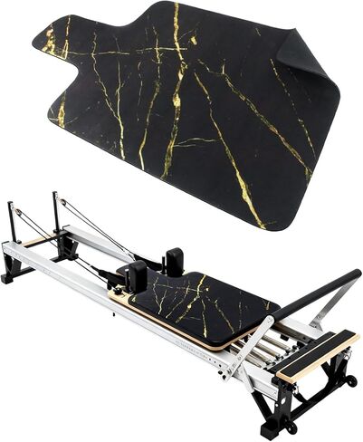 بساط بيلاتيس مصلح غير قابل للانزلاق، بساط منشفة بيلاتيس بسطح من الصوف الناعم، بساط بيلاتيس مع معدات متعددة، خفيف الوزن وقابل للطي، فتل وسريع الجفاف لليوجا واللياقة البدنية (ذهبي أسود) in Kuwait