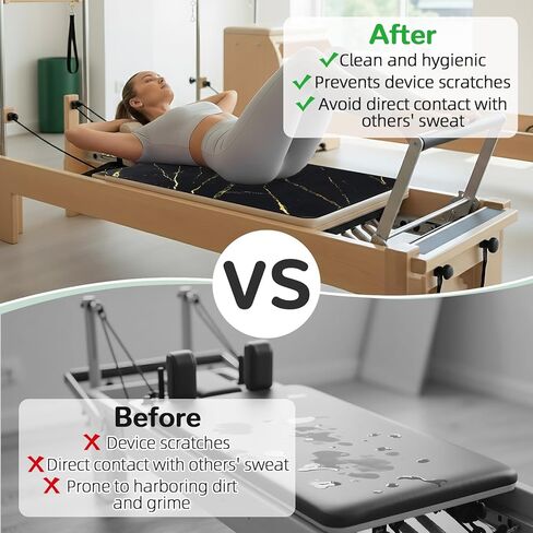 بساط بيلاتيس مصلح غير قابل للانزلاق، بساط منشفة بيلاتيس بسطح من الصوف الناعم، بساط بيلاتيس مع معدات متعددة، خفيف الوزن وقابل للطي، فتل وسريع الجفاف لليوجا واللياقة البدنية (ذهبي أسود) in Kuwait