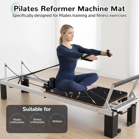 بساط بيلاتيس مصلح غير قابل للانزلاق، بساط منشفة بيلاتيس بسطح من الصوف الناعم، بساط بيلاتيس مع معدات متعددة، خفيف الوزن وقابل للطي، فتل وسريع الجفاف لليوجا واللياقة البدنية (ذهبي أسود) in Kuwait