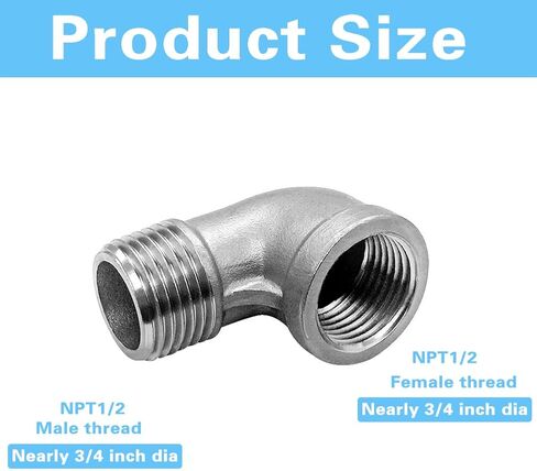 JoyTube 304 Stainless Steel 90 Degree Elbow, 3/4" NPT Male to 3/4" NPT Female Pipe Fitting (Pack of 2) in Saudi Arabia