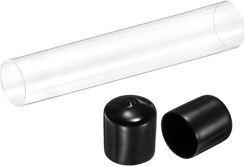 uxcell Clear Rigid Acrylic Pipe, 46mm(1.81") ID x 50mm(1.97") OD 10" Round Polycarbonate Tube Plastic Tubing with Rubber Caps for Plumbing, Lighting, Aquarium, DIY Projects in Saudi Arabia