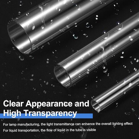 uxcell Clear Rigid Acrylic Pipe, 46mm(1.81") ID x 50mm(1.97") OD 10" Round Polycarbonate Tube Plastic Tubing with Rubber Caps for Plumbing, Lighting, Aquarium, DIY Projects in Saudi Arabia