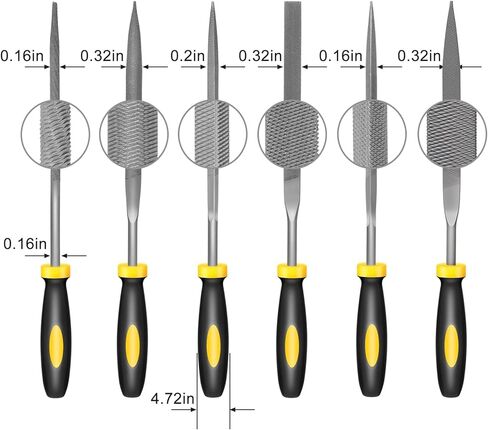 مبرد يدوي صغير، الطول الإجمالي 6.3 بوصة، 5 قطع، مجموعة مبرد إبرة فولاذية قوية، أدوات مبرد معدنية صغيرة للعمل التفصيلي والدقيق، تتضمن دائرية، نصف دائرية، مسطحة، مربعة، مثلثة in Kuwait