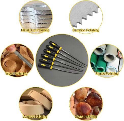 مبرد يدوي صغير، الطول الإجمالي 6.3 بوصة، 5 قطع، مجموعة مبرد إبرة فولاذية قوية، أدوات مبرد معدنية صغيرة للعمل التفصيلي والدقيق، تتضمن دائرية، نصف دائرية، مسطحة، مربعة، مثلثة in Kuwait