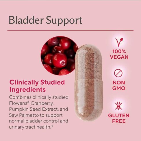 مكمل ممتاز لدعم المثانة - مكمل للتحكم في المثانة لعلاج إلحاح البول وتكراره وتسربه - مع التوت البري والقرع والبلميط المنشاري المدروس سريريًا - 60 كبسولة in Kuwait