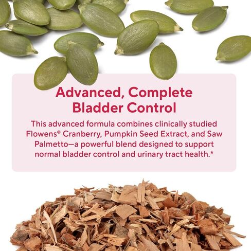 مكمل ممتاز لدعم المثانة - مكمل للتحكم في المثانة لعلاج إلحاح البول وتكراره وتسربه - مع التوت البري والقرع والبلميط المنشاري المدروس سريريًا - 60 كبسولة in Kuwait