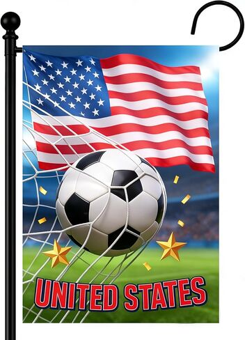 World Cup Garden Flag, USA Soccer Goal Ball Yard Flag, Double-Sided Outdoor Football Entertainment Activity House Decor, Team USA Sports Fan Gift in Saudi Arabia