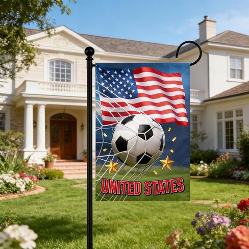 World Cup Garden Flag, USA Soccer Goal Ball Yard Flag, Double-Sided Outdoor Football Entertainment Activity House Decor, Team USA Sports Fan Gift in Saudi Arabia