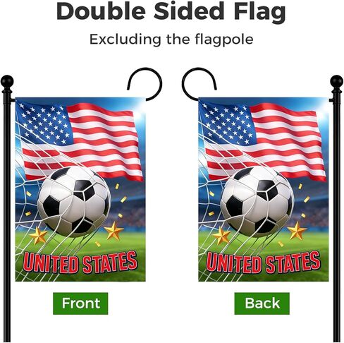 World Cup Garden Flag, USA Soccer Goal Ball Yard Flag, Double-Sided Outdoor Football Entertainment Activity House Decor, Team USA Sports Fan Gift in Saudi Arabia