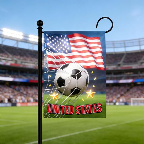 World Cup Garden Flag, USA Soccer Goal Ball Yard Flag, Double-Sided Outdoor Football Entertainment Activity House Decor, Team USA Sports Fan Gift in Saudi Arabia