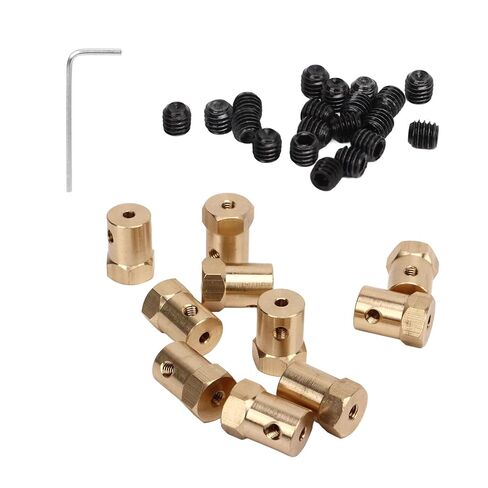 Motor Flexible Coupling Wear Brass Hex Coupler Connector RC Car Wheels Tires Shaft Accessories 3mm ID in Saudi Arabia