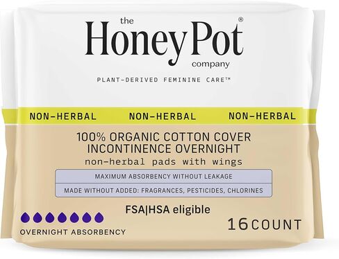 The Honey Pot Company - Incontinence Pads for Women - 80ct - Non-Herbal Panty Liners - Bladder Leak Control - Organic Cotton Cover & Ultra-Absorbent Pulp Core - Feminine Care in Kuwait