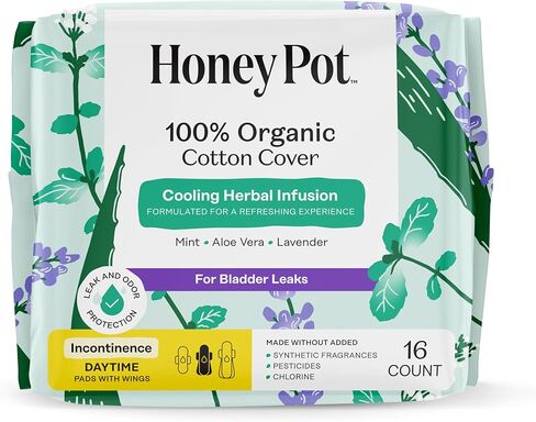 The Honey Pot Company - وسادات سلس البول للنساء - 80 قيراط - بطانات داخلية غير عشبية - التحكم في تسرب المثانة - غطاء من القطن العضوي ولب لب فائق الامتصاص - رعاية أنثوية in Kuwait