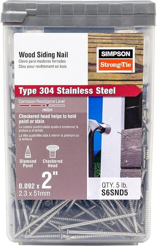 Simpson Strong-Tie S6SND5 Wood Siding Nail 2-in. x .092-in. Type 304 Stainless Steel (5 lb.) (Pack of 6) in Saudi Arabia