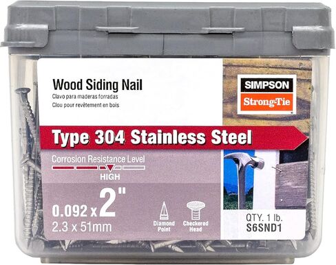 Simpson Strong-Tie S6SND1 Wood Siding Nail 2-in. x .092-in. Type 304 Stainless Steel (1 lb.) (Pack of 10) in Saudi Arabia