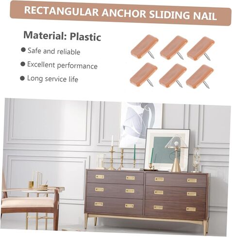 60pcs Plastic Rectangular Drawer Sliding Nails for Furniture Small Square Furniture Glides Easy Installation Nail Sliders for Home Use in Kuwait