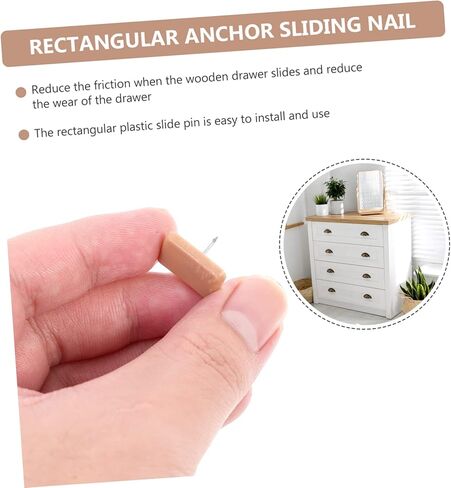 60pcs Plastic Rectangular Drawer Sliding Nails for Furniture Small Square Furniture Glides Easy Installation Nail Sliders for Home Use in Kuwait
