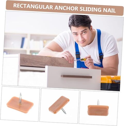 60pcs Plastic Rectangular Drawer Sliding Nails for Furniture Small Square Furniture Glides Easy Installation Nail Sliders for Home Use in Kuwait