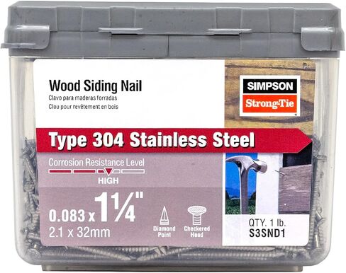 Simpson Strong-Tie S3SND1 Wood Siding Nail 1-1/4-in. x .083-in. Type 304 Stainless Steel (1 lb.) (Pack of 10) in Saudi Arabia