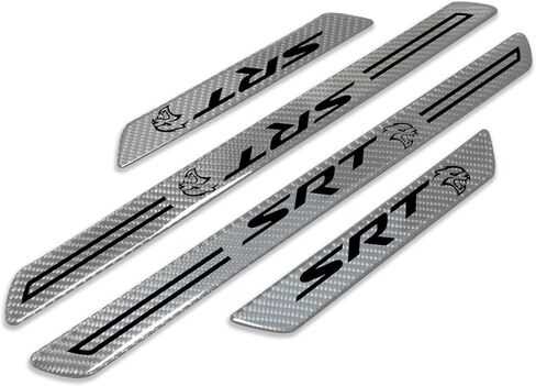 for Dodge SRT Hellcat Black Real Carbon Fiber Universal Car Door Sill Step Protector Kick Plates a Set of 4 in Saudi Arabia
