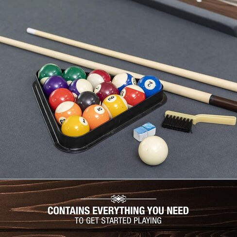 EastPoint Cornerstone Billiard Table - Gray Engineered Wood - Pro-Grade K-66 Bumpers for Pool Games - Built-in Leg Levelers for Stable Pool Table - Complete Cues, Balls & Cover Set for Billiards in Saudi Arabia