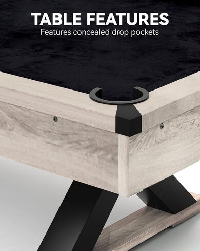 طاولة بلياردو بطول 7 أقدام، وطاولات بلياردو مقاس 84 بوصة مع 2 عصا، وكرات بلياردو، وفرشاة تنظيف، وأرجل على شكل حرف X in Kuwait