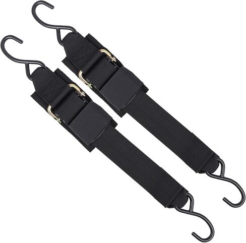 Boat Trailer Tie Down Straps, for Yamaha Watercraft PWC Adjustable Boat Trailer Straps, with Quick Release Buckle & Anti-Scratch Hooks 2 Inch x 24 Inch for Trailer、Boat or Kayak Secure - 2PCS (Black) in Kuwait