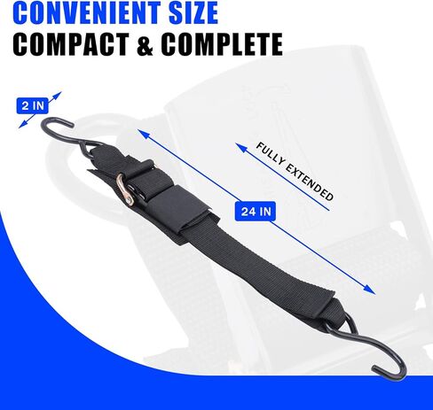 Boat Trailer Tie Down Straps, for Yamaha Watercraft PWC Adjustable Boat Trailer Straps, with Quick Release Buckle & Anti-Scratch Hooks 2 Inch x 24 Inch for Trailer、Boat or Kayak Secure - 2PCS (Black) in Kuwait