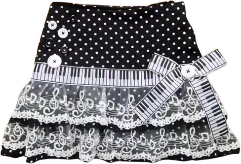 Women Piano Mini Skirts Y2k Harajuku Dark Coquette Aesthetic Grunge Black White Spliced Short Skirt in Kuwait