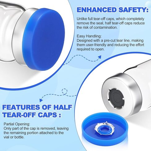 50 Pcs 1ml Sealed Sterile Empty Vials with Self Healing Injection Port Clear Glass Empty Vials with Sealing Plastic-Aluminum Flip Cap Sterile Injection Vial for Flat Bottom Lab Vial in Saudi Arabia