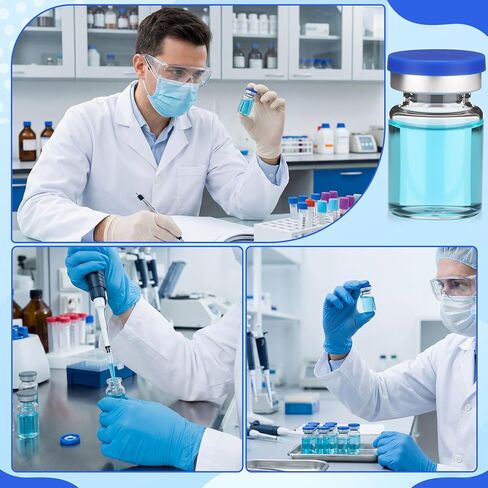 50 Pcs 1ml Sealed Sterile Empty Vials with Self Healing Injection Port Clear Glass Empty Vials with Sealing Plastic-Aluminum Flip Cap Sterile Injection Vial for Flat Bottom Lab Vial in Saudi Arabia