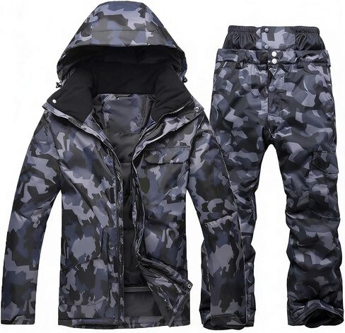 طقم بدلة تزلج للرجال من Snow Suit مع سترة سميكة مموهة بدلات ثلج خارجية in Kuwait