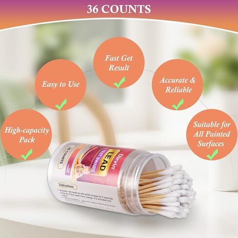 Dirvin Lead Test kit, 30-Second Results Fast & Accurate Lead Paint Test Kit for All Painted Surfaces-Metal, Jewelry, Toys, Dishes, Ceramics, Wood (36 PCS) in Saudi Arabia