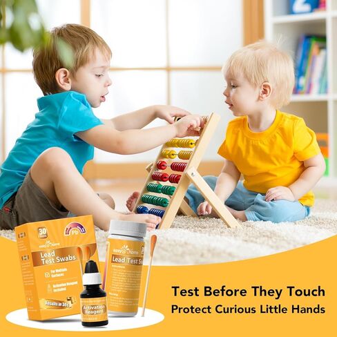 Easy@Home Lead Test Kit with Vinegar – 30 Rapid Swabs with 30‑Second Results – Surface Lead Screen for Painted Walls, Woodwork, Cabinets,Toys, Dishes & Exposed Plumbing #EZLT-S:30(REAGENT-12ML) in Saudi Arabia