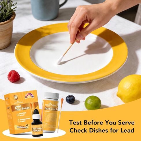 Easy@Home Lead Test Kit with Vinegar – 30 Rapid Swabs with 30‑Second Results – Surface Lead Screen for Painted Walls, Woodwork, Cabinets,Toys, Dishes & Exposed Plumbing #EZLT-S:30(REAGENT-12ML) in Saudi Arabia
