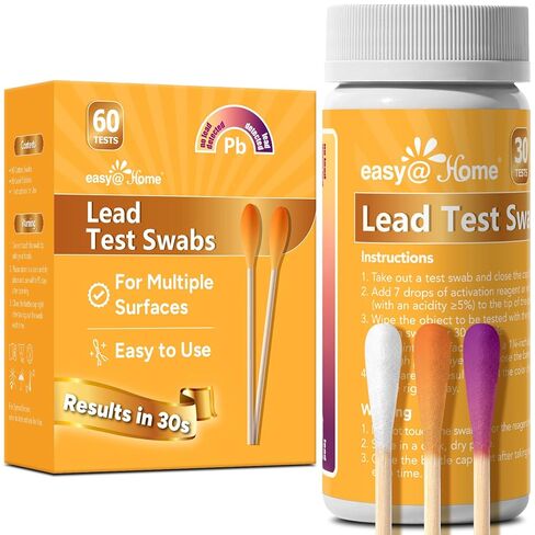 Easy@Home Lead Test Kit – 60 Rapid Swabs with 30‑Second Colour‑Change Results – Surface Lead Screen for Painted Walls, Woodwork, Cabinets, Furniture, Toys, Dishes & Exposed Plumbing #EZLT-S:60 in Kuwait